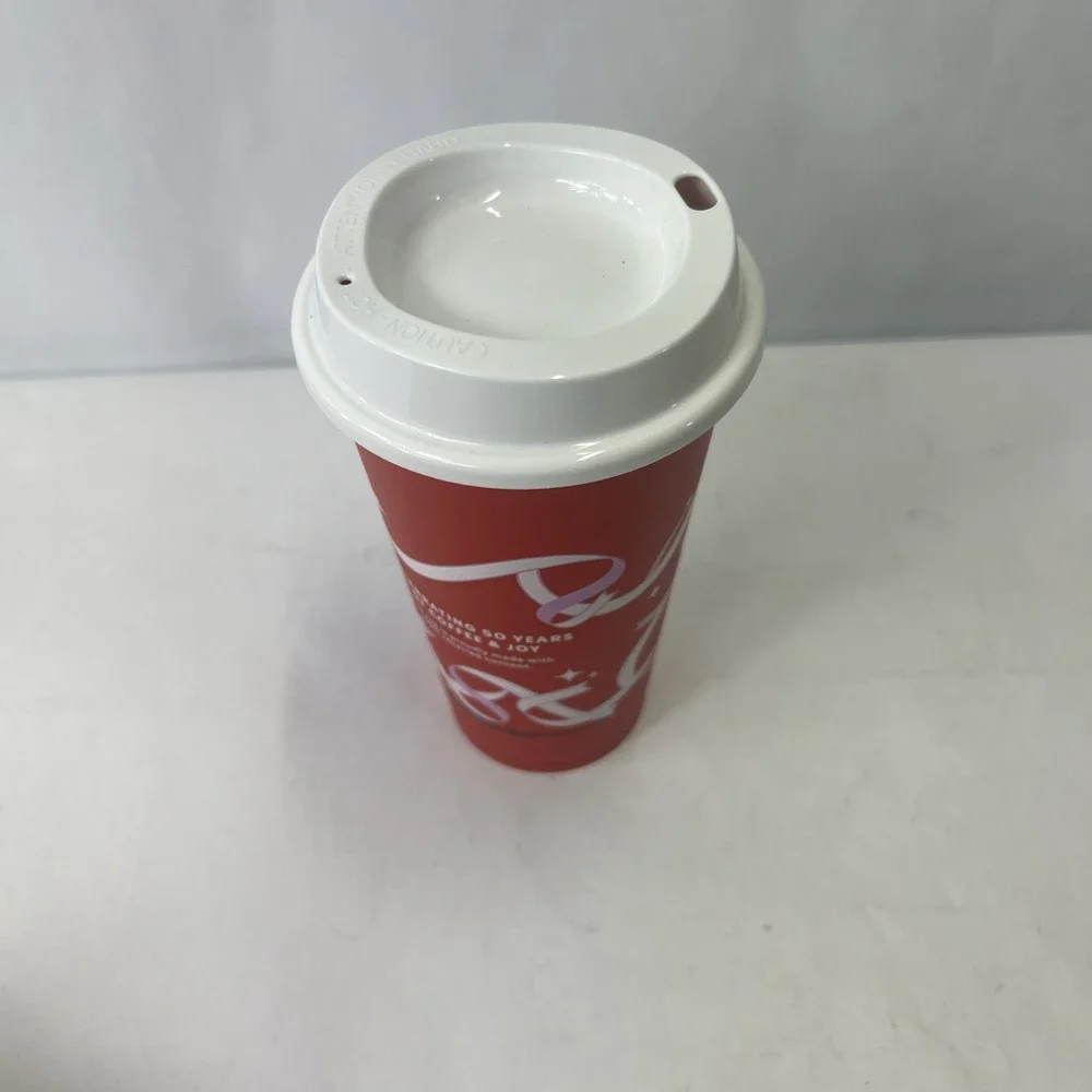 Rare Starbucks Logo 50th‎ Anniversary Christmas Red Plastic Tumbler with Lid